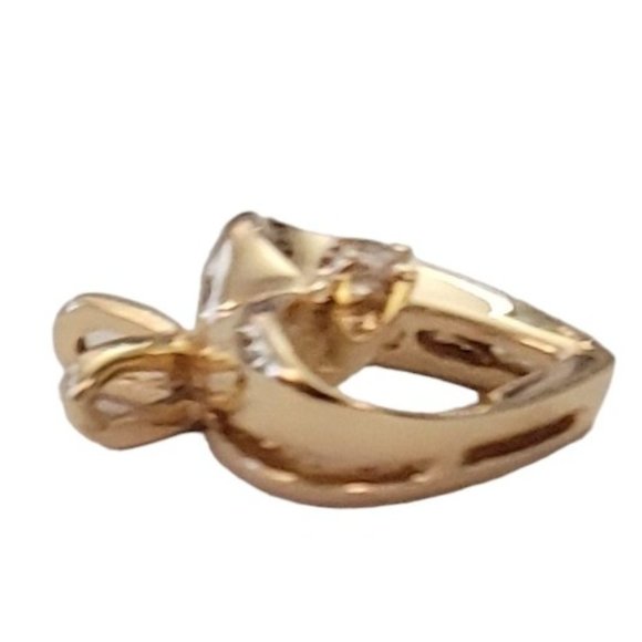 14K Yellow Gold Diamond Chip Open Heart Pendant E242 - Picture 7 of 14